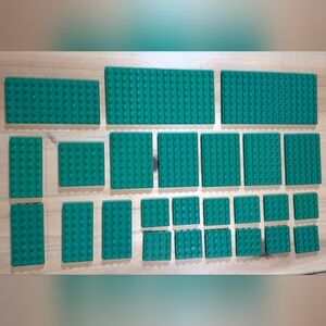 Lego Lot (25) Green Plates  4X4 4X8 6X6 6X8